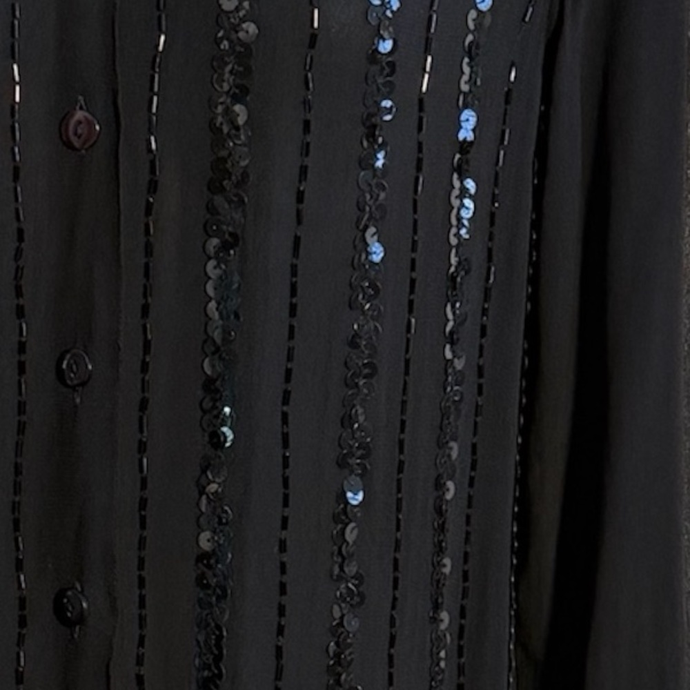 Notations Black Sequin Embellished Button Down Bl… - image 2
